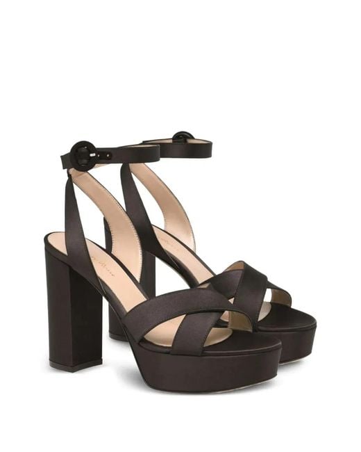 Gianvito Rossi Black Crepe Satin Sandals T.070