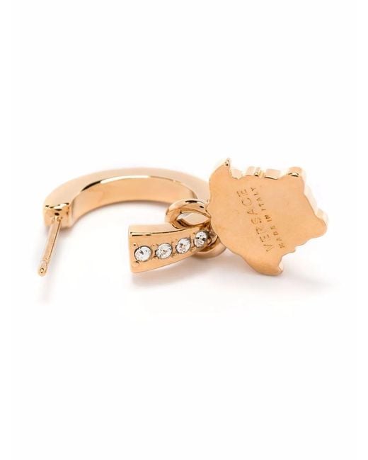 Versace Metallic Crystal La Medusa Hoop Earrings