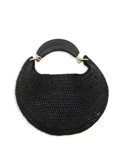 Chloé Black Summer Banana Rafia Hobo Bag