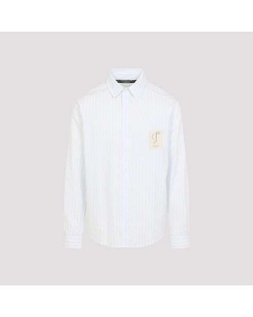 Jacquemus White Striped Logo Simon Shirt for men