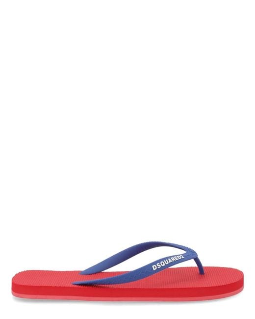 DSquared² Red Flip Plop Slipper With Logo for men