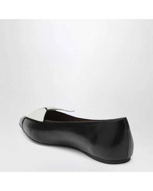 Ferragamo Black Soft Bow Ballerina Flats/Mascarpone