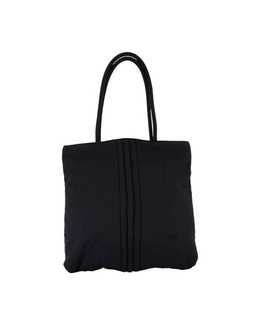 Y-3 Black Padded Stripes Logo Tote Bag
