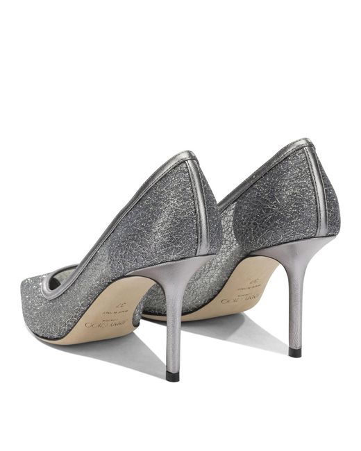 Jimmy Choo Gray Textile Lamb Leather Calf Leather Pumps