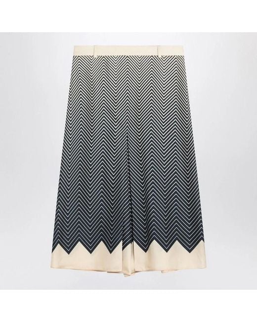 Valentino Gray Ivory Silk Skirt