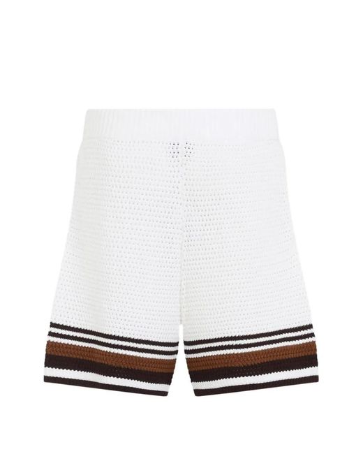 Casablanca White Cotton Striped Bermuda Shorts for men