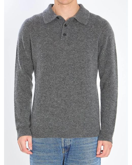 Roberto Collina Gray Cashmere Blend Polo Shirt for men