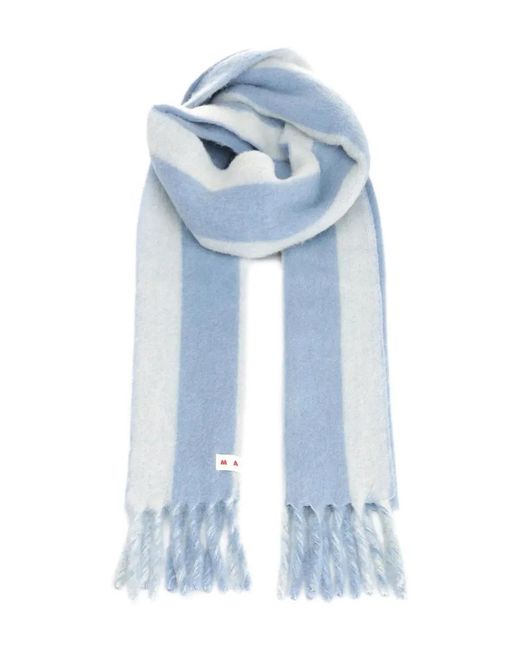 Marni Blue Striped Knitted Scarf