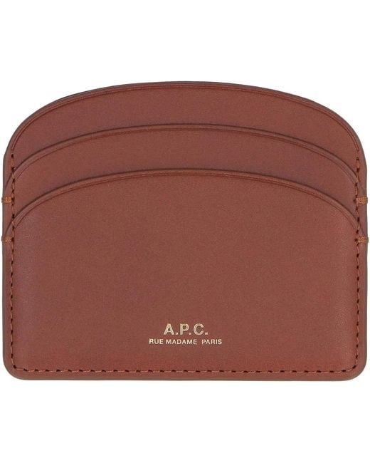A.P.C. Purple Logo Detail Leather Card Holder Cowhide Wallets & Purses