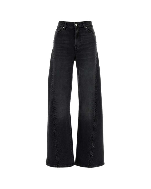 Seven7 Women's Black Stretch Denim Lotta Wide-Leg Jeans
