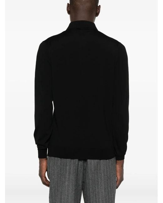 Lardini Black Wool Polo Shirt for men