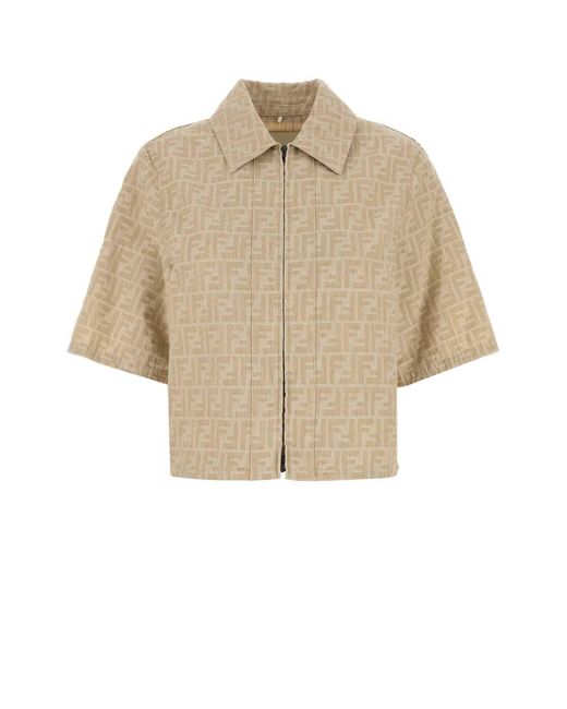 Fendi Natural Cotton-Linen Blend Jacket