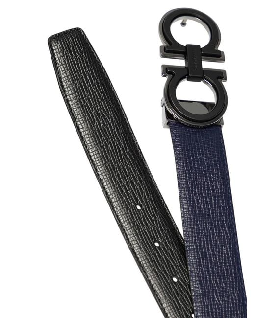 Ferragamo Black Gancini Calf Leather Leather Belt for men
