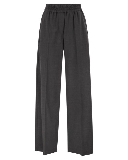Brunello Cucinelli Gray Stretch Virgin Wool Fluid Trousers