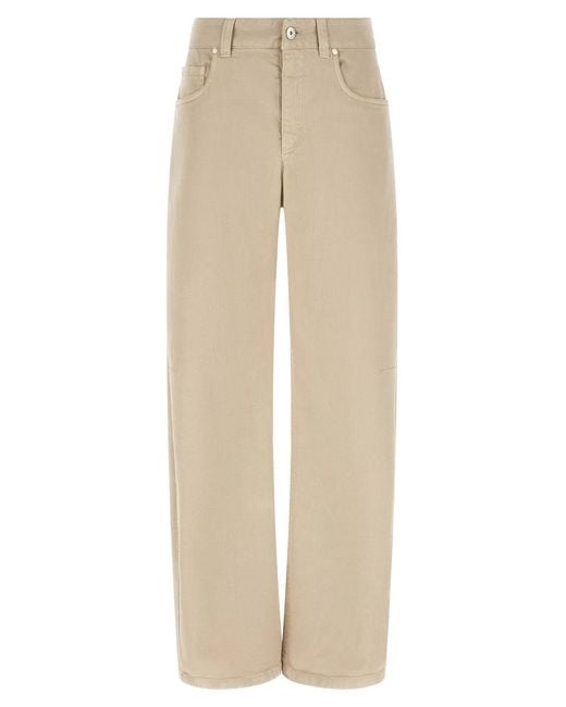 Brunello Cucinelli Natural Garment-Dyed Jeans