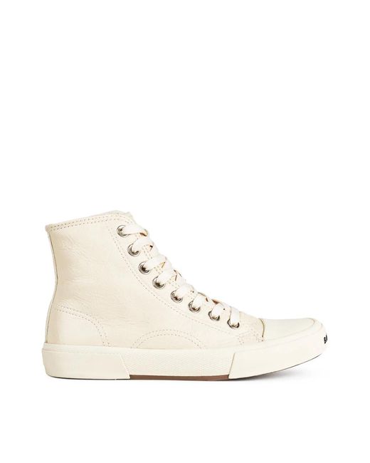 Balenciaga Natural Paris Logo High-Top Sneakers