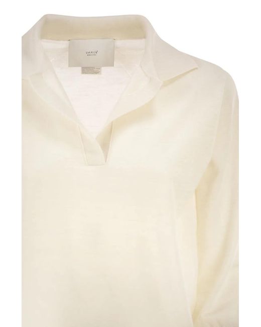 Vanisé White Cashmere And Silk Knitted Polo
