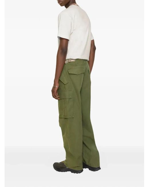 Burberry Green Cotton Cargo Trousers With Adjustable Waist for men