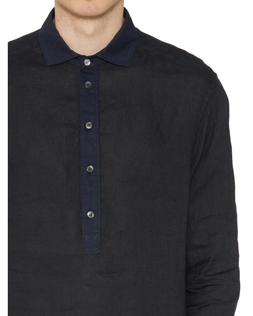 Paolo Pecora Black Linen Shirt for men