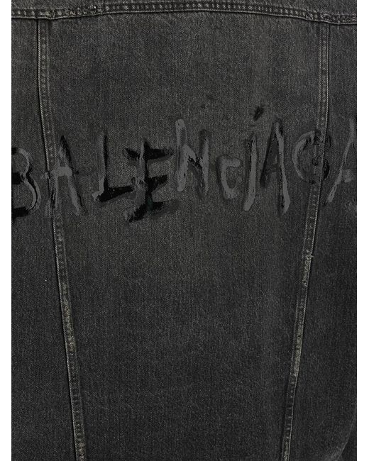 Balenciaga Black Denim Jacket With Used Effect