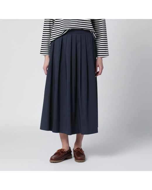 PT Torino Blue Pleated Cotton-Blend Skirt