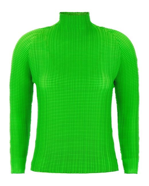 Issey Miyake Green 'Wooly Pleats-68' Blouse