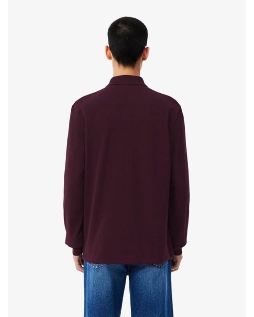 Lacoste Purple Classic Fit Long Sleeve L.12.12 Polo for men