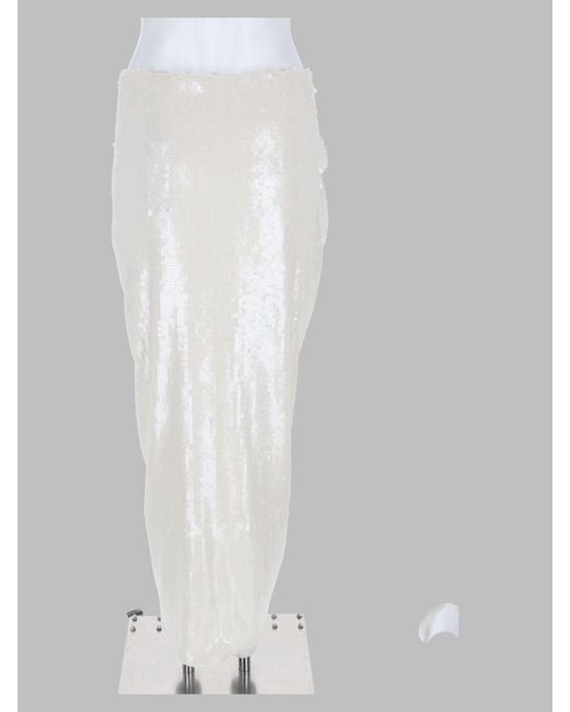 ROTATE BIRGER CHRISTENSEN White Sequin Ruched Wrap Midi Skirt