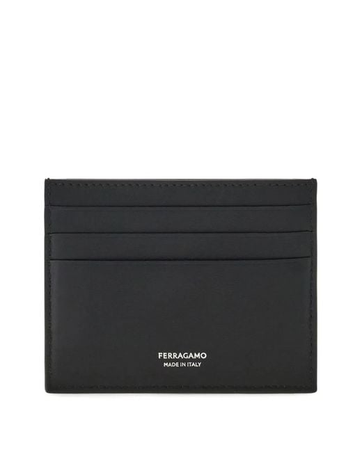 Ferragamo Black Leather Gancini Ornament Wallet for men