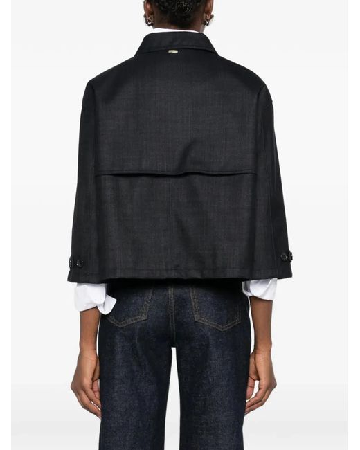 Herno Black Dark Wool Cape