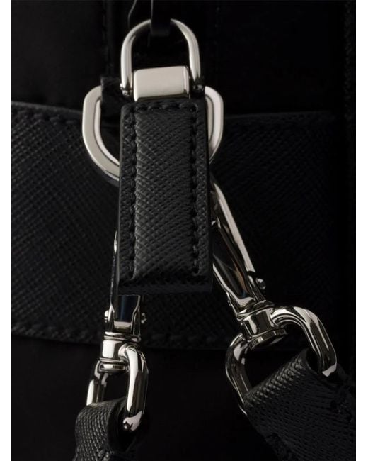 Prada Black Recycled Polyamide Calf Leather Handbag for men