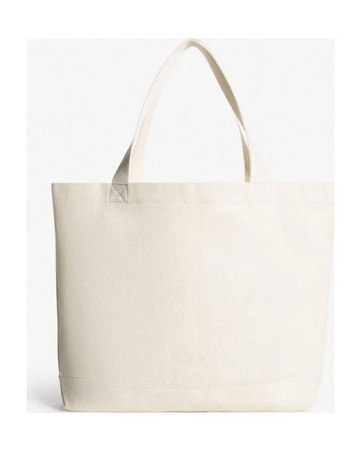 Maison Kitsuné Natural Maison Kitsuné Double Fox Head Tote for men