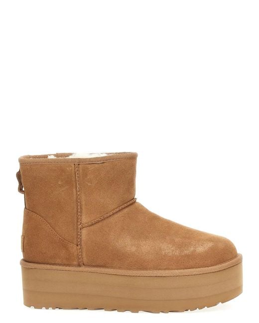 Ugg Brown 'Classic Mini Platform' Ankle Boots