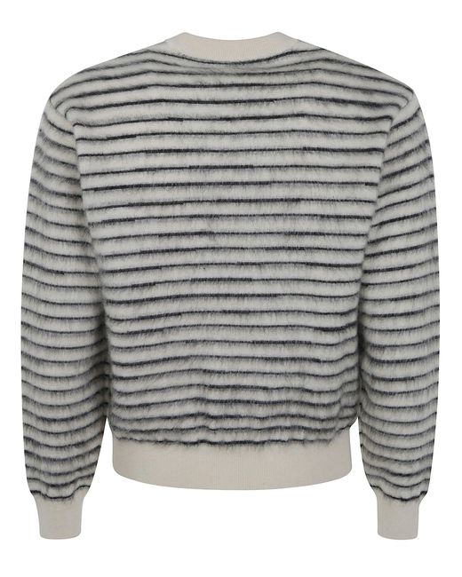 Tom Ford Gray Brushed Stripe Mohair Ls Crew Neck for men