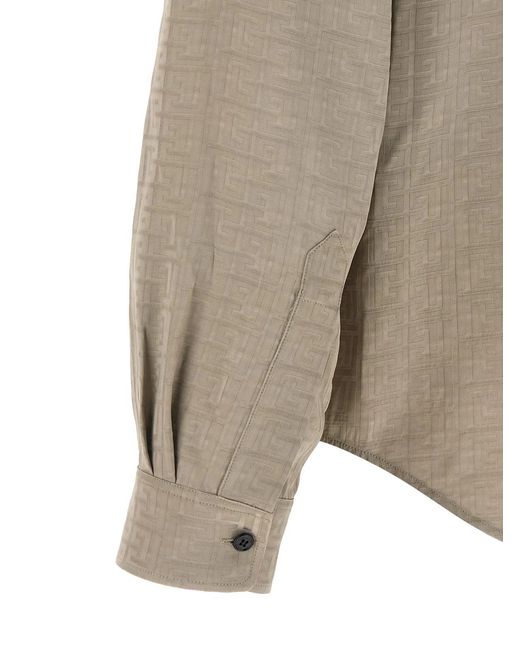 Balmain Natural Jacquard Monogram Shirt Shirt And Blouse for men