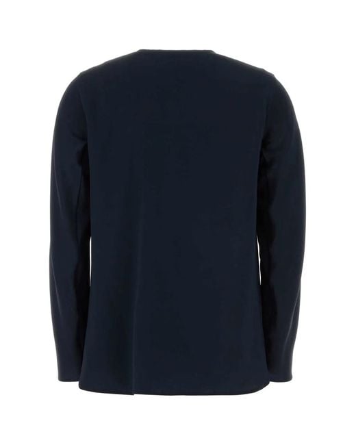 Max Mara Blue Midnight Stretch Silk Mitico Blouse