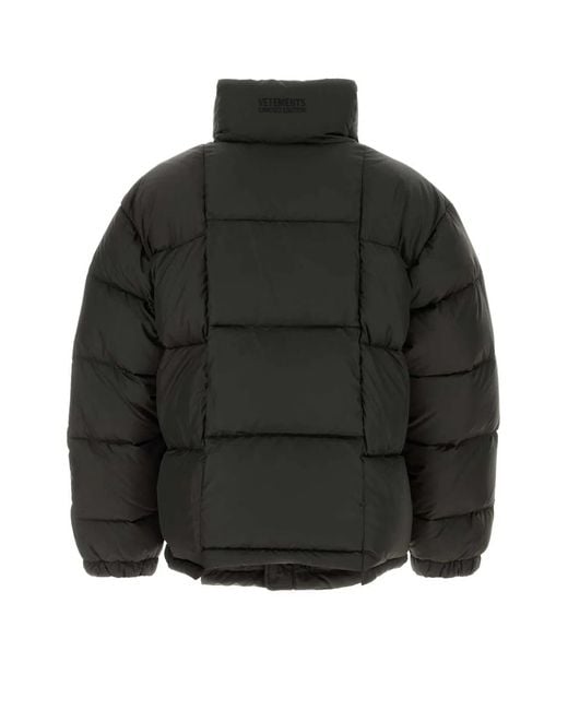 Vetements Black Dark Polyester Down Jacket for men