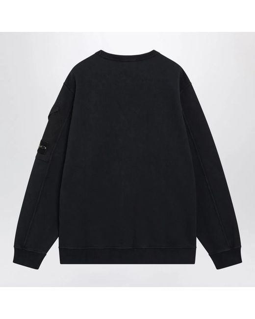 Stone Island Black Logo-Patch Pocket Sweatshirt for men