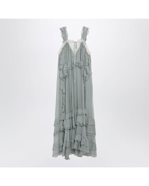 Chloé Gray Smoggy Long Silk Dress