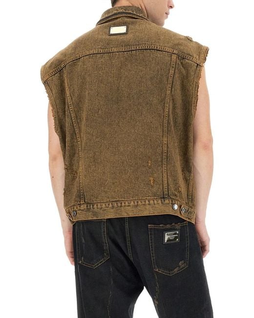Dolce & Gabbana Green Dolce & Gabbana Denim Vest for men