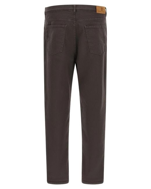 Brunello Cucinelli Gray Garment-Dyed Denim Jeans for men