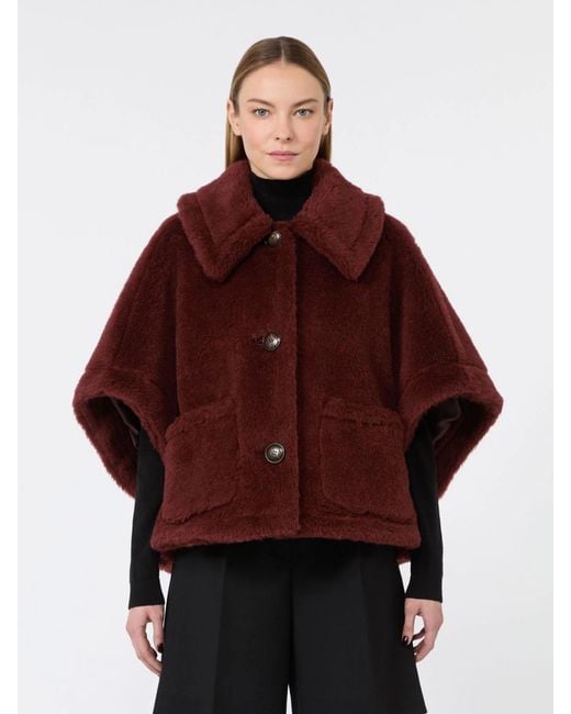 Max Mara Red Newterzo Boxy Teddy Cape