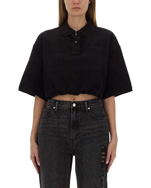 T By Alexander Wang Black Alexanderwang.T Deconstructed Polo