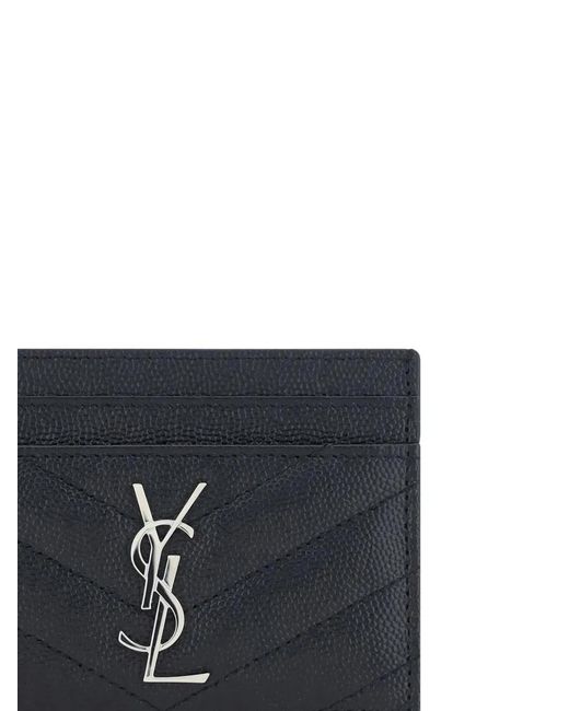 Saint Laurent White Cassandre Matelassé Card Holder