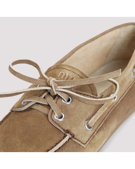 Miu Miu Brown Faded Suede Loafers