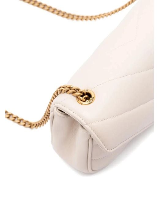 Saint Laurent Natural Ivory Leather Mini Loulou Crossbody Bag