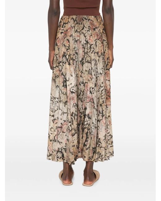 Pierre Louis Mascia Natural Printed Long Skirt