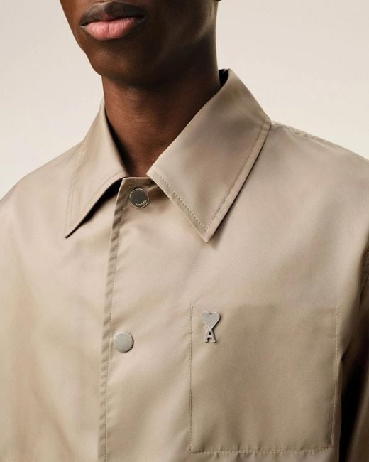 AMI Natural Nylon Ami De Coeur Stud Buttoned Jacket for men