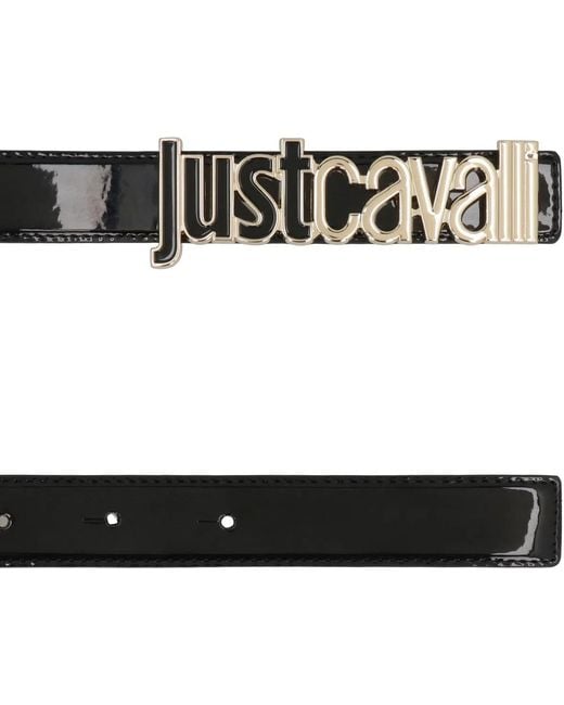 Just Cavalli Black Patent Leather Belt With Buckle