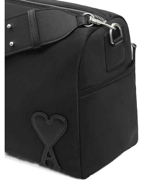 AMI Black Marcel Nylon Large Shoulder Bag